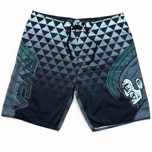 Vintage Y2K RVCA Hawaiian Trojans Graphic Swim Trunk Surf Beach Ocean Shorts